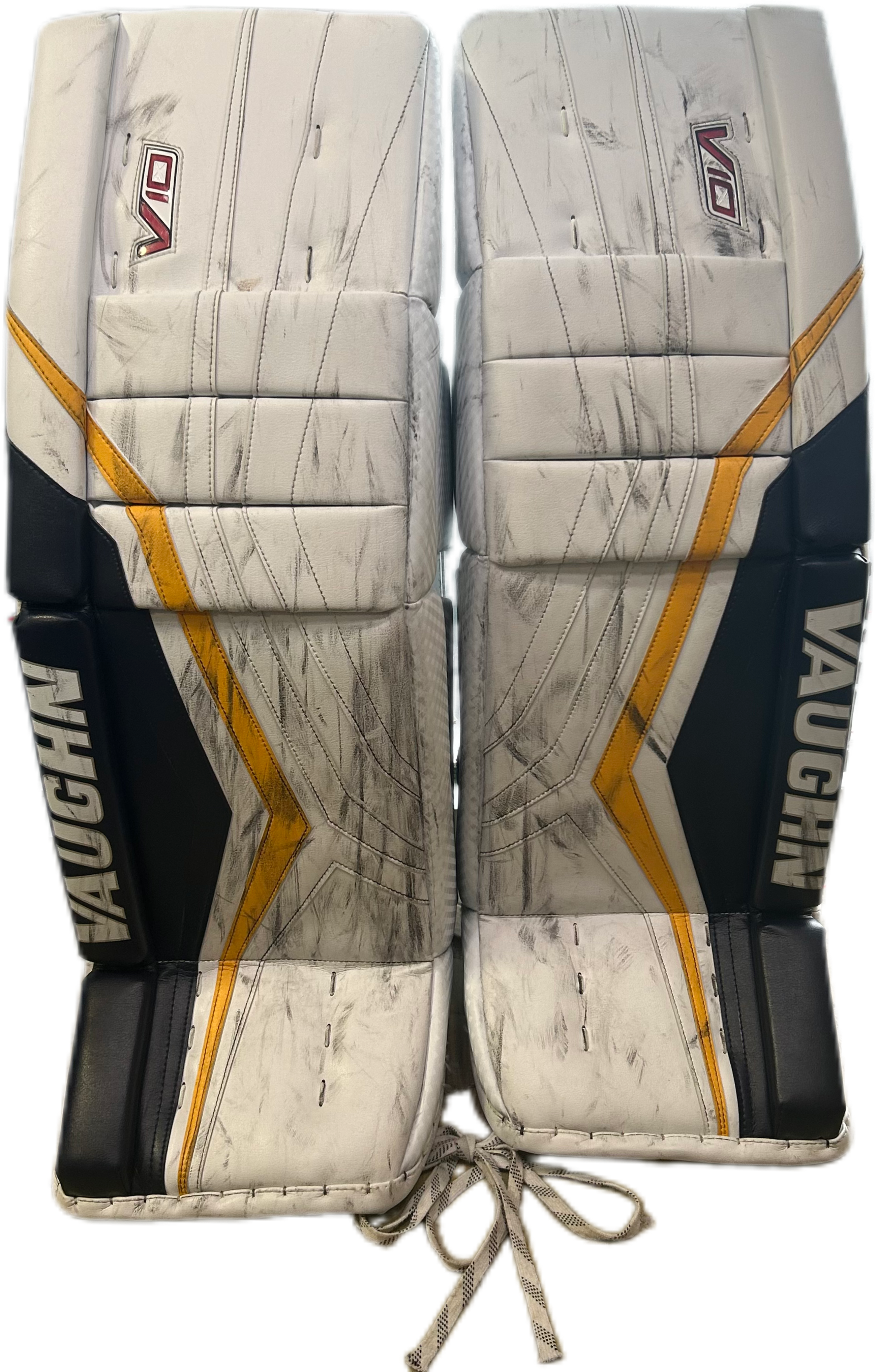 Vaughn Velocity V10 - Ensemble complet de gardien de but Pro Stock d'occasion (blanc/bleu marine/jaune)